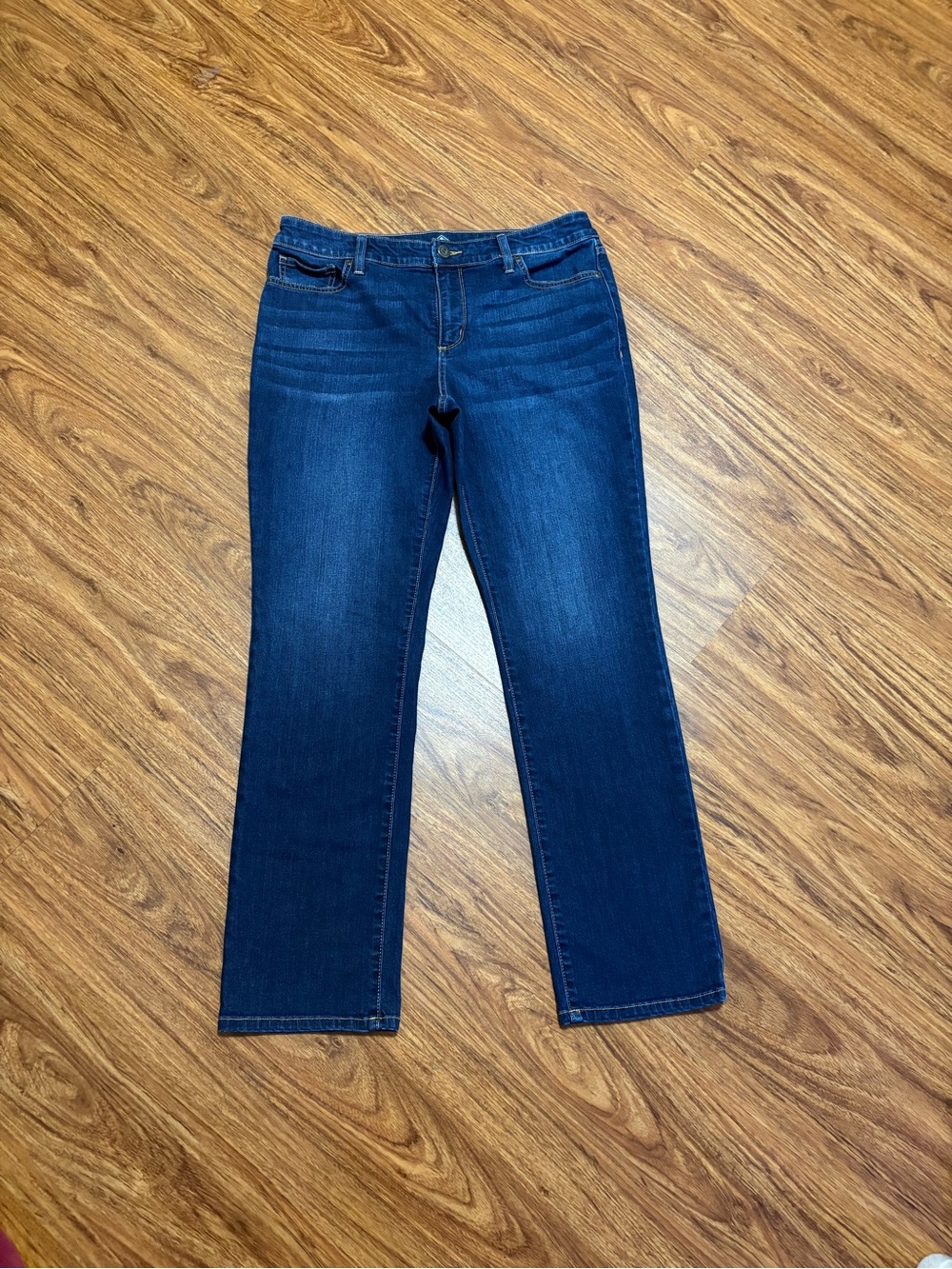 St. John's Bay Women's Dark Blue Straight-Leg Jeans - Size 12
